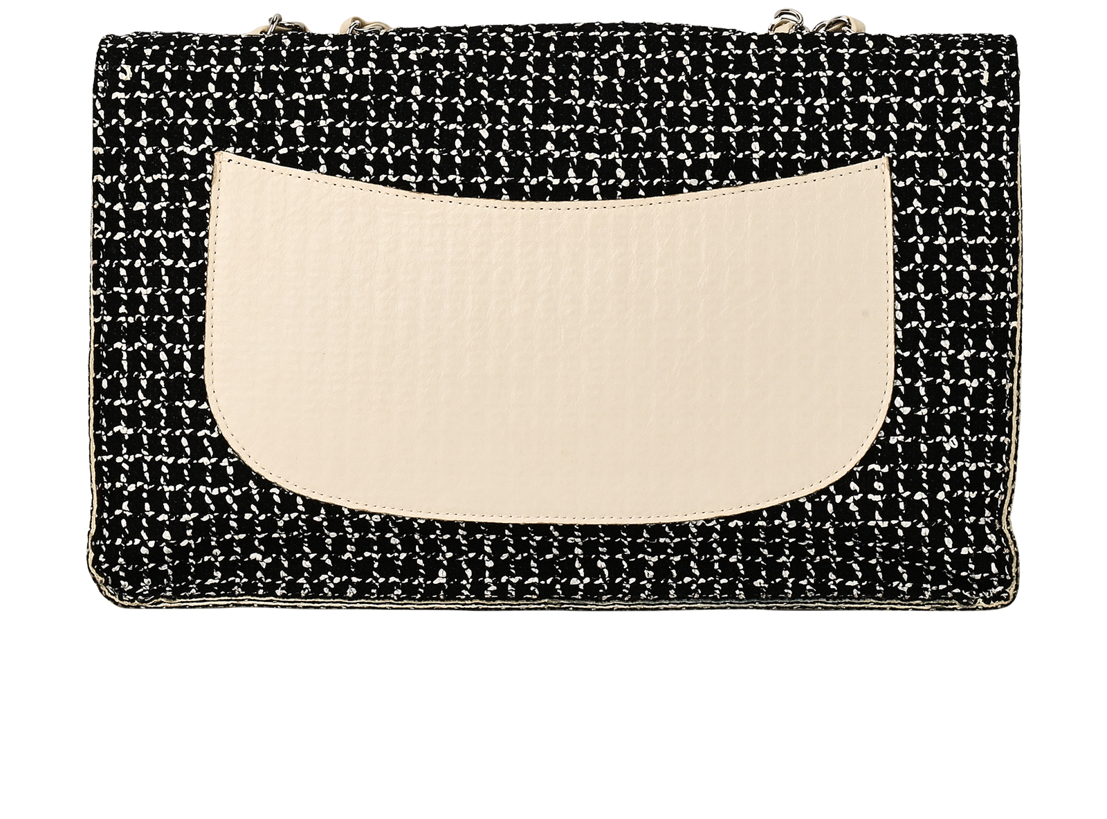 Tweed Soft Single Flap, &pound;850, Handbags, Black/White, Fabric, Back view